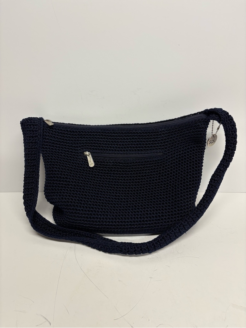 The Sak Handwoven Navy Shoulder Crocheted Bag